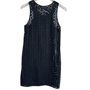 Derek Lam Dress Women 2 Black Floral Eyelet Floral‎ Short Tank Shift Classic